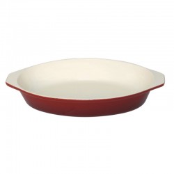 Vogue ovale gietijzeren gratineerschaal 0,65ltr rood
