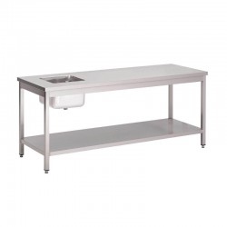 Gastro M RVS cheftafel met onderblad 85x120x70cm