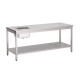 Gastro M RVS cheftafel met onderblad 85x180x70cm