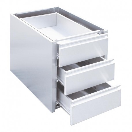 Gastro M RVS ladeblok met 3 laden voor onderbouw 45x58x55cm