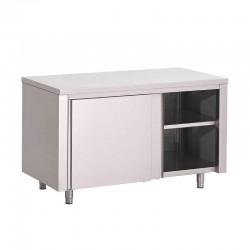 Gastro M RVS werktafel met schuifdeuren 85x160x70cm