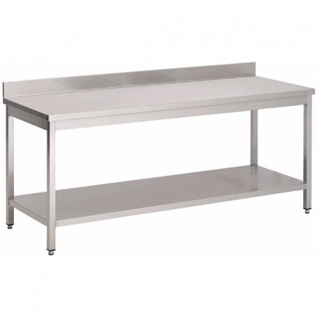 Gastro M RVS werktafel met onderblad en achteropstand 85x150x60cm