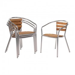 Bolero aluminium en essenhouten stoelen met armleuning