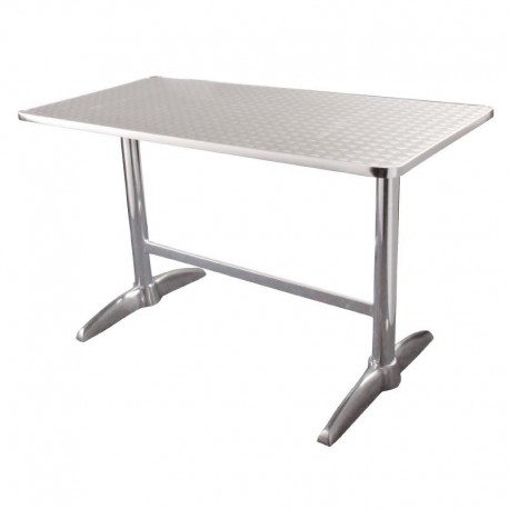Bolero rechthoekige RVS tafel met dubbele tafelpoot 120cm