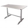 Bolero rechthoekige RVS tafel met dubbele tafelpoot 120cm
