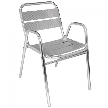 Bolero stapelbare aluminium stoelen met gebogen armleuning