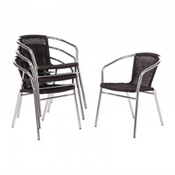 Bolero aluminium en rotan stoel zwart