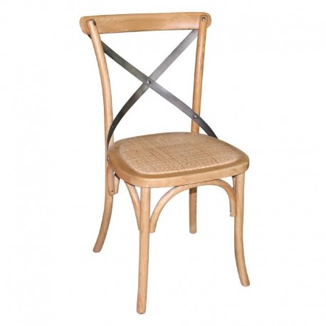 Bolero houten stoel met gekruiste rugleuning naturel 2 stuks