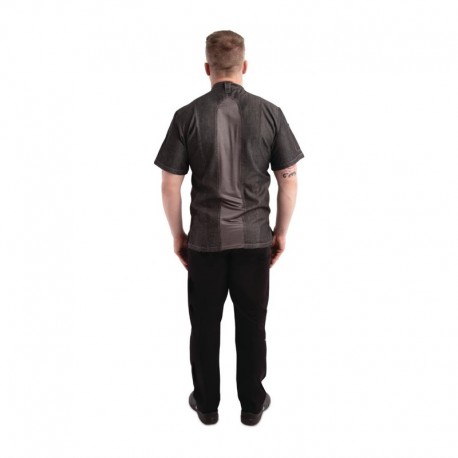 Chef Works Urban Tribeca denim koksbuis met drukknopen korte mouw grijs L