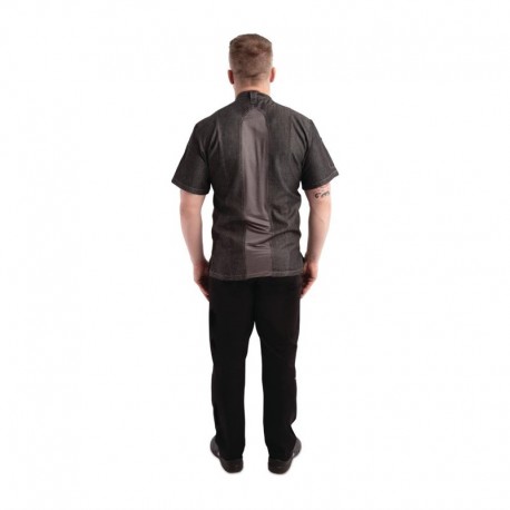 Chef Works Urban Tribeca denim koksbuis met drukknopen korte mouw grijs XL