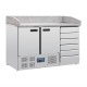 Polar pizza werkbank met marmeren blad en deeglades 257ltr