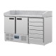 Polar pizza werkbank met marmeren blad en deeglades 257ltr