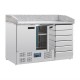 Polar pizza werkbank met marmeren blad en deeglades 257ltr