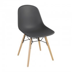 Bolero polypropyleen stoelen met houten poten grijs (2 stuks)