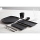 Kristallon Fusion rechthoekige melamine schalen zwart 11,9cm (4 stuks)