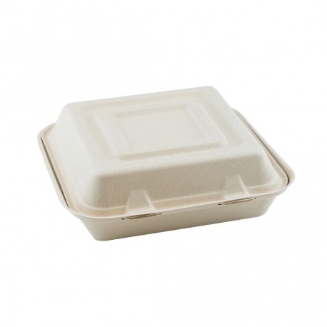 Suikerriet menubox 25x25x8cm/1500ml bruin 3-vaks 1 x 50 stuks