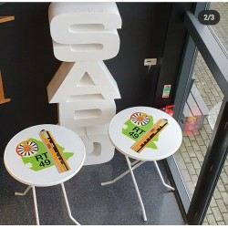 Bedrukte statafel wit 85 cm