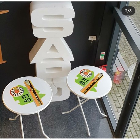 Bedrukte statafel wit 85 cm