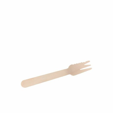 FSC® houten snackvork met snijrand 140 mm (Doos: 2.000 stuks)
