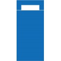 Pochetto / Bestekzakje Royal Blue met wit servet (Doos: 500 stuks)