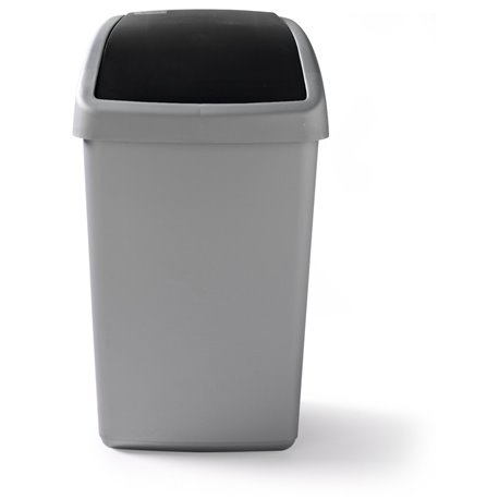 Afvalbak met Swing deksel 50 liter - grijs, zwart
