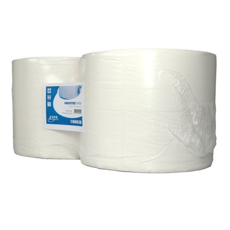 Industrierol / uierpapier 100% cellulose 380m - 24cm - 2 laags - PAK: 2 rol