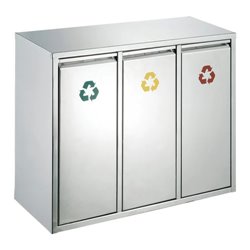 Recycling Afvalbak 3 x 15 Liter – Mat RVS (wandmontage geschikt)