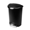 SimpleHuman Half Ronde Afvalemmer 50 Liter – Zwart