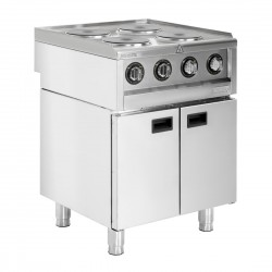 Buffalo 600 Serie Vrijstaande Elektrische Kookplaat 4-Pits 7kW RVS Zilver
