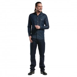Chaud Devant Blue Denim Stretch heren blouse 3XL – Koksbuis Blauw