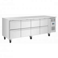 Polar U Series RVS koelwerkbank gastronorm met 8 laden – Zilver