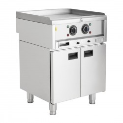 Buffalo 600-Serie Zelfstandige Elektrische Bakplaat 600mm – Gladde Grillplaat Zilver