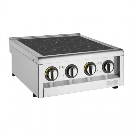 Buffalo 600 Serie Inductiekookplaat 4 Zones RVS - 2x 3kW Aanrechtmodel