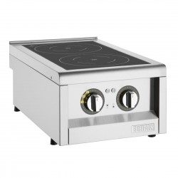 Buffalo 600-Serie Inductiekookplaat Dubbele Zone 3 kW RVS Zilver