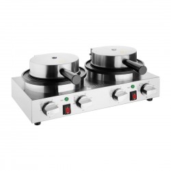 Buffalo Dubbele Ronde Belgische Wafelmaker - RVS Wafelijzer Zilver