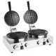 Buffalo Dubbele Ronde Belgische Wafelmaker - RVS Wafelijzer Zilver