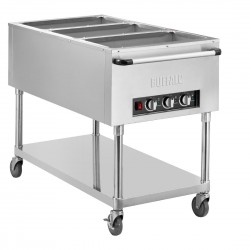Buffalo mobiele bain-marie trolley 3x 1/1GN | RVS | Zilver