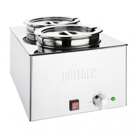 Buffalo bain-marie RVS met 2x 5,2L bakken - Zilver