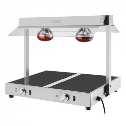 Buffalo food warmer met gantry 2x GN 1/1 – RVS & glas, zilver