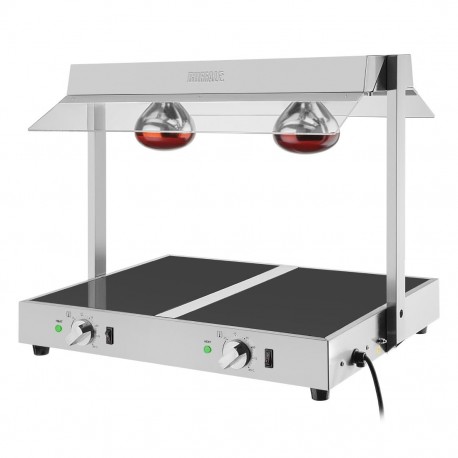 Buffalo food warmer met gantry 2x GN 1/1 – RVS & glas, zilver