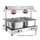 Buffalo food warmer met gantry 2x GN 1/1 – RVS & glas, zilver