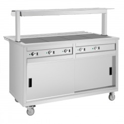 Buffalo mobiele uitgiftewagen met verwarmd bovenblad 4x GN 1/1 - RVS