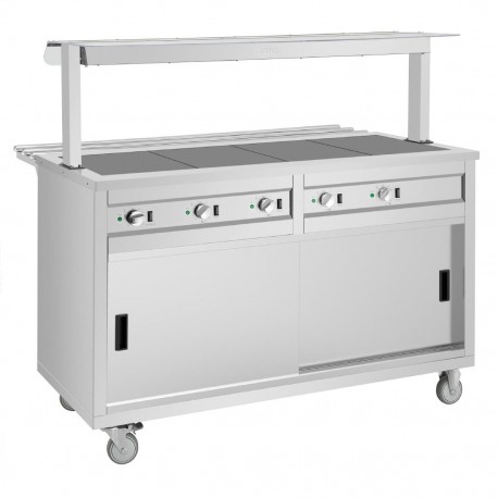 Buffalo mobiele uitgiftewagen met verwarmd bovenblad 4x GN 1/1 - RVS