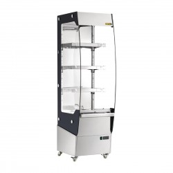 Buffalo slanke verwarmde multideck – warmhoudvitrine RVS & glas, zilver