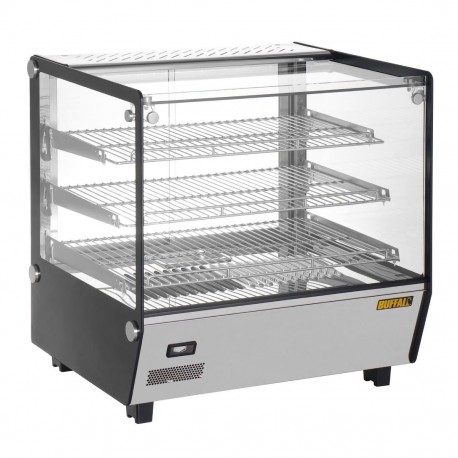 Buffalo Vierkante Geverwarmde Display Merchandiser 120L - RVS & Glas, Zwart