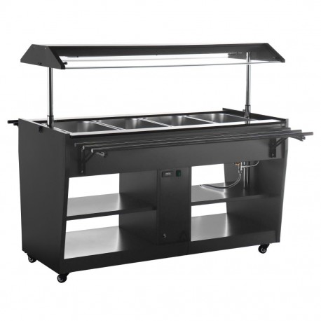 Buffalo Warmhoud Buffet Bar Zwart - Bain-Marie Saladebar 4x GN1/1