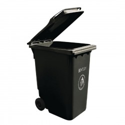Rolcontainer zwart 240L Charles Bentley – Polyethyleen afvalcontainer met wielen