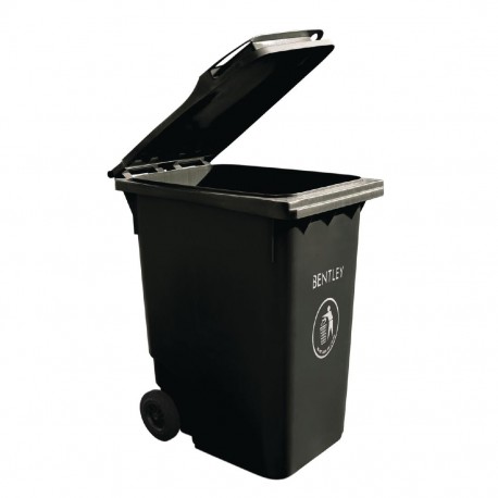 Rolcontainer zwart 240L Charles Bentley – Polyethyleen afvalcontainer met wielen