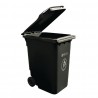 Rolcontainer zwart 240L Charles Bentley – Polyethyleen afvalcontainer met wielen