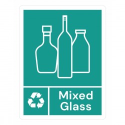 Jantex Slim Bin Label Gemengd Glas – Groen Afvalsticker voor Afvalbakken